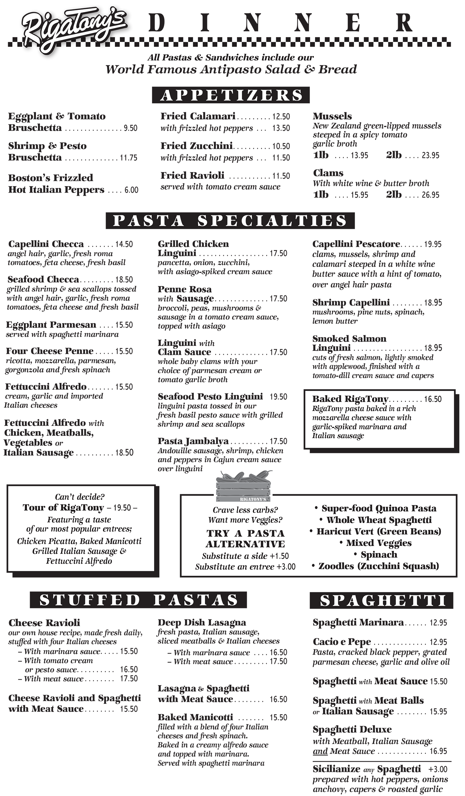 Dinner Menu – Italian Restaurant Tempe | Lunch & Dinner in Tempe